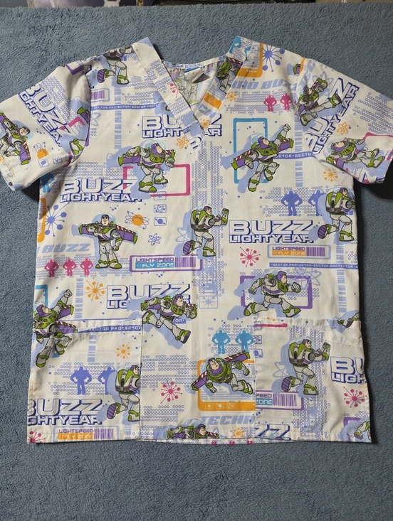 Disney Tops - Toy Story Women's Medium Scrub Top Buzz Lightyear Medical Nursing Nurse Disney